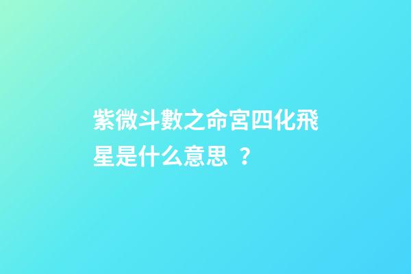 紫微斗數之命宮四化飛星是什么意思？